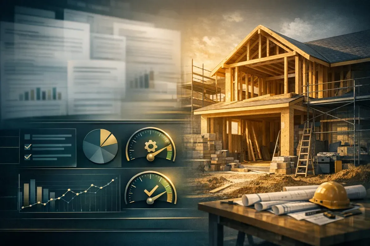 Reunião de equipe analisando sistema de informações e acompanhamento de projetos imobiliários